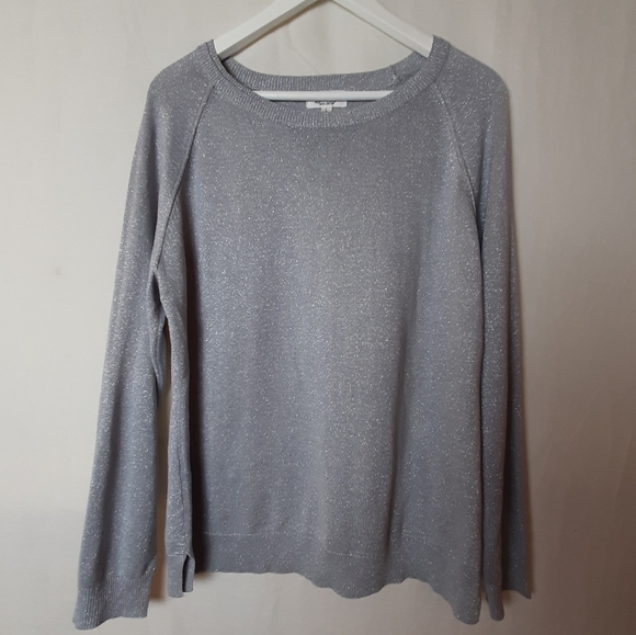 Samantha Brown Silver Metallic Knit Sweater - Picture 1 of 8